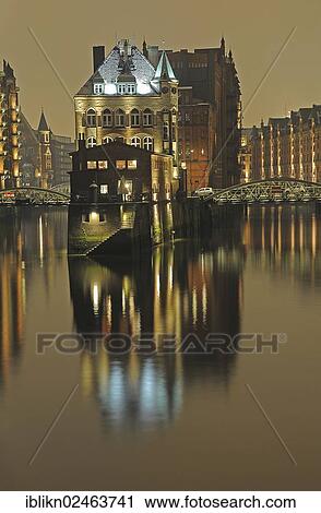 Stock Image - "Wasserschloss, historic building, Speicherstadt, historic warehouse district, Hamburg, Germany, Europe,, Europe". Fotosearch