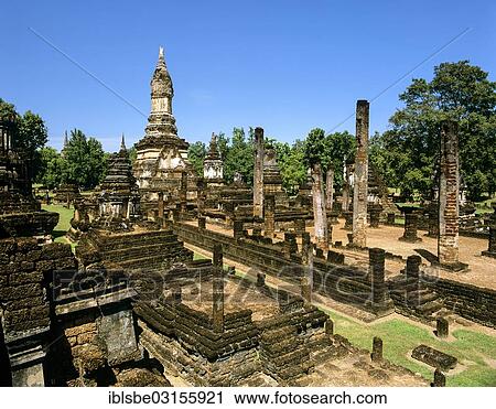 "Wat Chedi Chet Thaeo, temple with a lotus-bud chedi, Si Satchanalai, Sukhothai Province, Northern Thailand, Thailand, Asia" View Large Photo Image Stock Image - "Wat Chedi Chet Thaeo, temple with a lotus-bud chedi, Si Satchanalai, Sukhothai Province, Northern Thailand, Thailand, Asia". Fotosearch