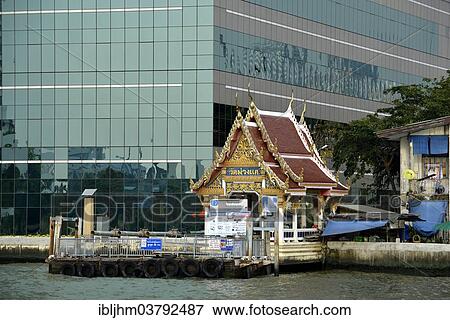 Stock Photo - "Wat Muang Kae or Khae Pier, Chao Phraya River, Bangkok, Thailand, Asia". Fotosearch
