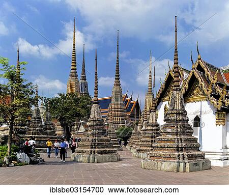 "Wat Pho temple, chedis, tourists in the courtyard, Bangkok, Central Thailand, Thailand, Asia" View Large Photo Image Stock Image - "Wat Pho temple, chedis, tourists in the courtyard, Bangkok, Central Thailand, Thailand, Asia". Fotosearch