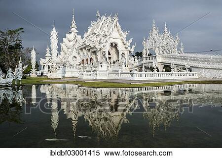 "Wat Rong Khun temple or The White Wat with reflection, a Buddhist-Hindu temple by architect Chalermchai Kositpipat, Chiang Rai, Chiang Rai Province, Northern Thailand, Thailand, Asia" View Large Photo Image Stock Photography - "Wat Rong Khun temple or The White Wat with reflection, a Buddhist-Hindu temple by architect Chalermchai Kositpipat, Chiang Rai, Chiang Rai Province, Northern Thailand, Thailand, Asia". Fotosearch