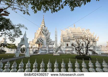 Stock Photo - "Wat Rong Khun Temple or White Temple, a Buddhist-Hindu temple, Chiang Rai, northern Thailand, Thailand, Asia". Fotosearch
