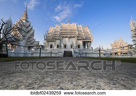 Stock Photo - "Wat Rong Khun Temple or White Temple, a Buddhist-Hindu temple, Chiang Rai, northern Thailand, Thailand, Asia". Fotosearch