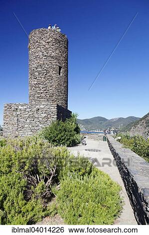 Stock Photograph - "Watchtower at the Doria castle, Vernazza, Cinque Terre, Rivera di Levante, Province of La Spazia, Liguria, Italy, Europe". Fotosearch