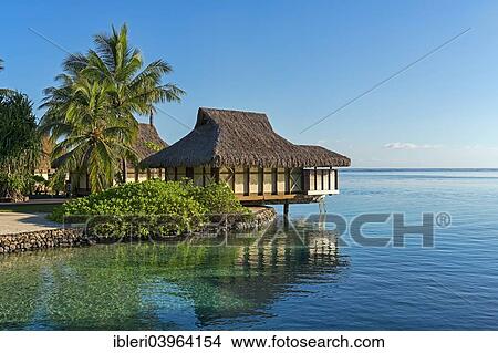 Picture - "Water bungalow, Moorea, French Polynesia, Oceania". Fotosearch