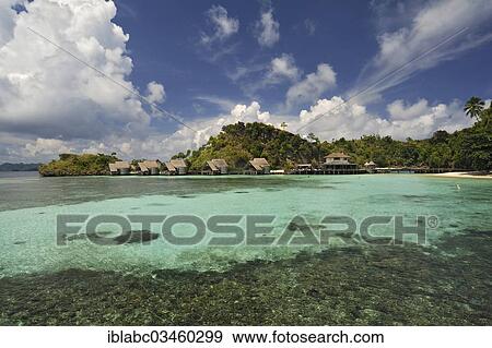 "Water bungalows, Batbitim Island, Raja-Ampat, West Papua, Indonesia, Asia" View Large Photo Image Stock Photo - "Water bungalows, Batbitim Island, Raja-Ampat, West Papua, Indonesia, Asia". Fotosearch
