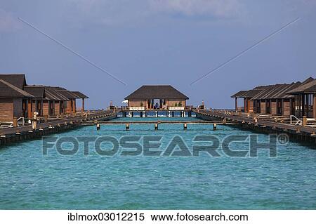 Stock Photography - "Water bungalows on Paradise Island, Paradise Island, Lankanfinolhu, North Male Atoll, Maldives, Asia". Fotosearch