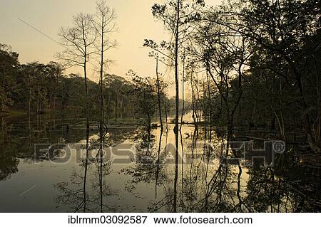 Stock Photo - "Water channel at the south gate of Angkor Thom, Angkor Thom, Siem Reap, Siem Reap Province, Cambodia, Asia". Fotosearch