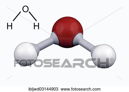 Stock Image - Water molecule model. Fotosearch