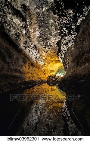 "Water reflections in the cave Cueva de los Verdes, illuminations of the cave system of a lava tube designed by Cesar Manrique, Lanzarote, Canary Islands, Spain, Europe" View Large Photo Image Stock Image - "Water reflections in the cave Cueva de los Verdes, illuminations of the cave system of a lava tube designed by Cesar Manrique, Lanzarote, Canary Islands, Spain, Europe". Fotosearch