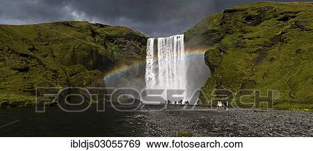 "Waterfall and rainbow, Skogafoss, Skogar, Rangarping eystra, Southern Region, Iceland, Europe" View Large Photo Image Stock Photo - "Waterfall and rainbow, Skogafoss, Skogar, Rangarping eystra, Southern Region, Iceland, Europe". Fotosearch