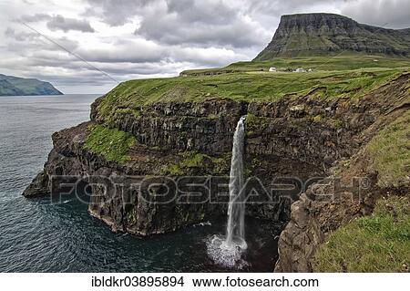 "Waterfall, Gasadalur, Vagar, Faroe Islands, Denmark, Europe" View Large Photo Image Picture - "Waterfall, Gasadalur, Vagar, Faroe Islands, Denmark, Europe". Fotosearch