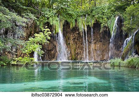"Waterfall in the Plitvice Lakes National Park, Lika-Senj, Croatia, Europe" View Large Photo Image Picture - "Waterfall in the Plitvice Lakes National Park, Lika-Senj, Croatia, Europe". Fotosearch