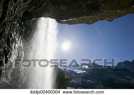 Picture - "Waterfall, Oeschinensee lake, Kandersteg, Bernese Oberland, Canton of Bern, Switzerland, Europe". Fotosearch