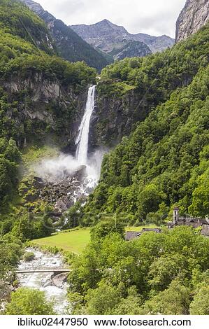 "Waterfall of Foroglio with views of the village, Bavona Valley, Val Bavona, Valle Maggia, Ticino, Switzerland, Europe" View Large Photo Image Stock Image - "Waterfall of Foroglio with views of the village, Bavona Valley, Val Bavona, Valle Maggia, Ticino, Switzerland, Europe". Fotosearch