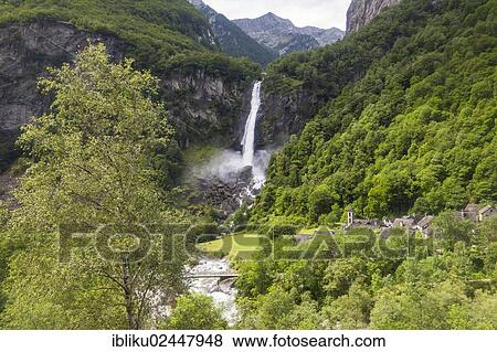 "Waterfall of Foroglio with views of the village, Bavona Valley, Val Bavona, Maggia Valley, Valle Maggia, Ticino, Switzerland, Europe" View Large Photo Image Stock Photo - "Waterfall of Foroglio with views of the village, Bavona Valley, Val Bavona, Maggia Valley, Valle Maggia, Ticino, Switzerland, Europe". Fotosearch