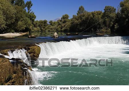 Stock Image - "Waterfall on the Manavgat River in the town of Manavgat, Antalya, Turkish Riviera, Turkey, Asia". Fotosearch