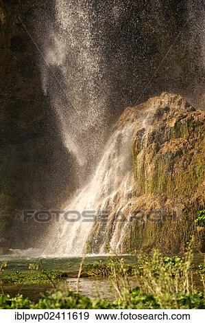 Stock Photo - Waterfall over the travertine deposits of Plitvice, Plitvice Lakes National Park, UNESCO World Heritage Site, Croatia, Europe. Fotosearch