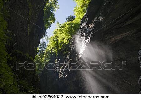 Stock Image - "Waterfall, Partnachklamm, Garmisch-Partenkirchen, Upper Bavaria, Bavaria, Germany, Europe". Fotosearch