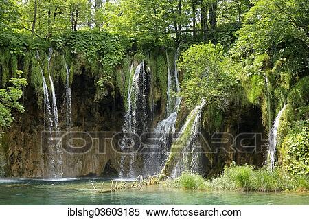 Stock Photography - "Waterfall, Plitvice Lakes National Park, Croatia, Europe". Fotosearch