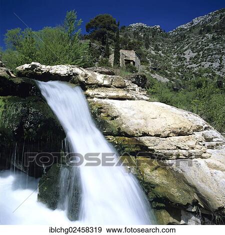 "Waterfall, Vis river, Cirque de Navacelles, Gard, Languedoc-Roussillon, France, Europe" View Large Photo Image Stock Photo - "Waterfall, Vis river, Cirque de Navacelles, Gard, Languedoc-Roussillon, France, Europe". Fotosearch
