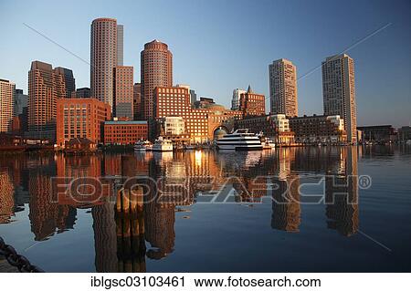 Stock Image - "Waterfront, City of Boston, Massachusetts, New England, USA, Boston, Massachusetts, United States, North America". Fotosearch