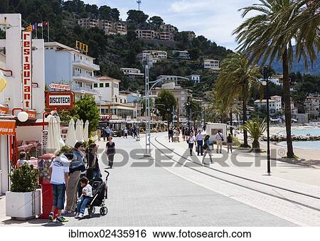 "Waterfront, Port de Soller, Soller, northwest coast of Mallorca, Balearic Islands, Mediterranean Sea, Spain, Europe" View Large Photo Image Stock Photograph - "Waterfront, Port de Soller, Soller, northwest coast of Mallorca, Balearic Islands, Mediterranean Sea, Spain, Europe". Fotosearch