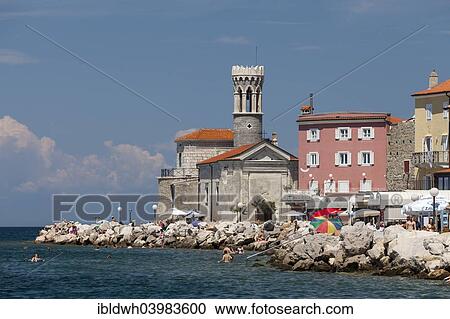 "Waterfront with the Church of Our Lady of Health, St. Clement Church, and the lighthouse, Piran, Istria, Slovenia, Europe" View Large Photo Image Stock Image - "Waterfront with the Church of Our Lady of Health, St. Clement Church, and the lighthouse, Piran, Istria, Slovenia, Europe". Fotosearch