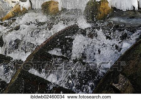 Picture - "Waterwheel, mill in Achau, Fischbachau in the Leitzachtal valley, near Bayrischzell, Upper Bavaria, Bavaria, Germany, Europe". Fotosearch