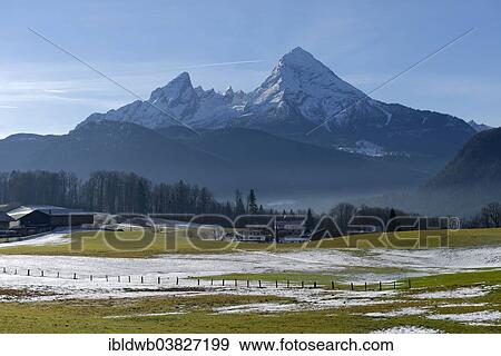 "Watzmann mountain above the meadows of Bischofswiesen, Upper Bavaria, Bavaria, Germany, Europe" View Large Photo Image Stock Photo - "Watzmann mountain above the meadows of Bischofswiesen, Upper Bavaria, Bavaria, Germany, Europe". Fotosearch
