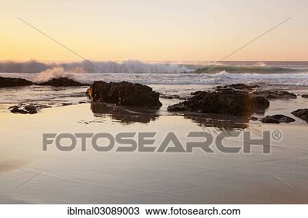Stock Image - "Waves on the beach at Playa del Castillo, El Cotillo, Fuerteventura, Canary Islands, Spain, Europe". Fotosearch