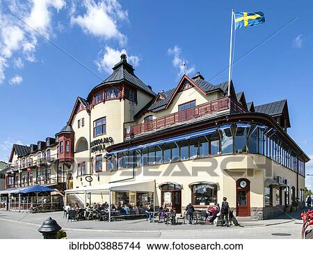 Picture - "Waxholms Hotell, an Art Nouveau hotel near Vaxholm, Stockholm archipelago, Stockholm, Stockholm County, Sweden, Europe". Fotosearch