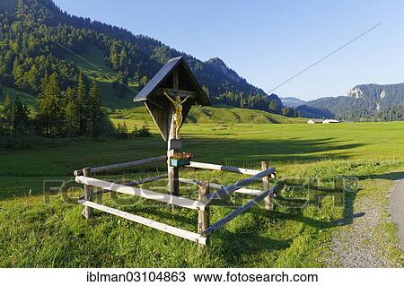 Stock Image - "Wayside cross, Vorsass Schonenbach, Bezau, Bregenzerwald, Bregenzer Wald, Vorarlberg, Austria, Europe". Fotosearch