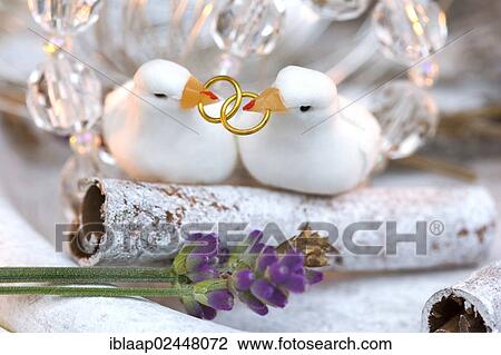 Stock Image - "Wedding birds, decorative figures, with lavender". Fotosearch