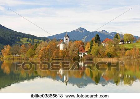 Stock Photo - "Weissensee district, Lake Weissensee, Fussen, Allgau, Bavaria, Germany, Europe". Fotosearch