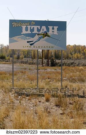 Stock Image - "Welcome sign, Welcome to Utah, Utah, USA". Fotosearch