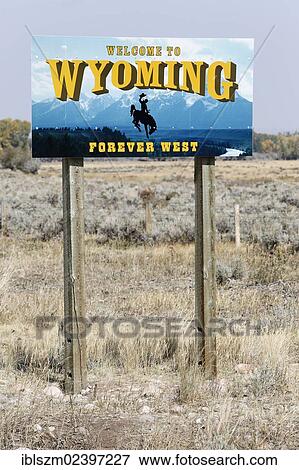 "Welcome sign, Welcome to Wyoming, Route 150, Wyoming, USA" View Large Photo Image Stock Photo - "Welcome sign, Welcome to Wyoming, Route 150, Wyoming, USA". Fotosearch
