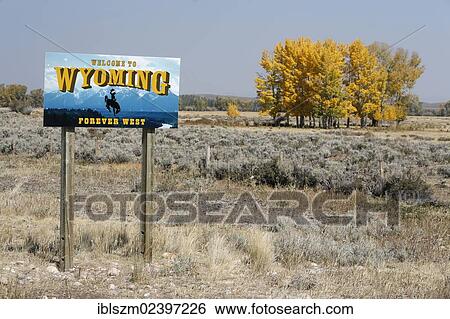 "Welcome sign, Welcome to Wyoming, Route 150, Wyoming, USA" View Large Photo Image Stock Photograph - "Welcome sign, Welcome to Wyoming, Route 150, Wyoming, USA". Fotosearch