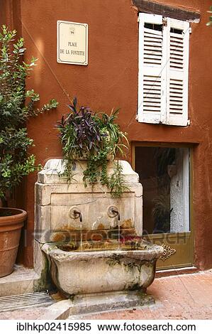 Stock Photography - Well, historic town centre, Grasse, Cote d'Azur or French Riviera, France, Europe. Fotosearch