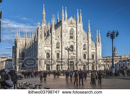Stock Photo - "West facade, Milan Cathedral, Milan, Lombardy, Italy, Europe". Fotosearch