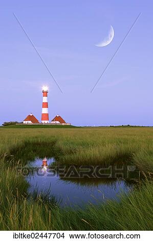 "Westerheversand Lighthouse, moon, composing, Westerhever, North Sea, North Frisia, Schleswig-Holstein, northern Germany, Germany, Europe" View Large Photo Image Picture - "Westerheversand Lighthouse, moon, composing, Westerhever, North Sea, North Frisia, Schleswig-Holstein, northern Germany, Germany, Europe". Fotosearch