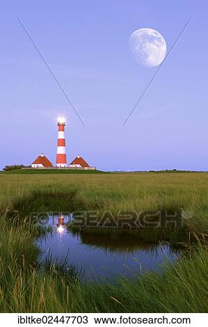 "Westerheversand Lighthouse, moon, composing, Westerhever, North Sea, North Frisia, Schleswig-Holstein, northern Germany, Germany, Europe" View Large Photo Image Stock Image - "Westerheversand Lighthouse, moon, composing, Westerhever, North Sea, North Frisia, Schleswig-Holstein, northern Germany, Germany, Europe". Fotosearch