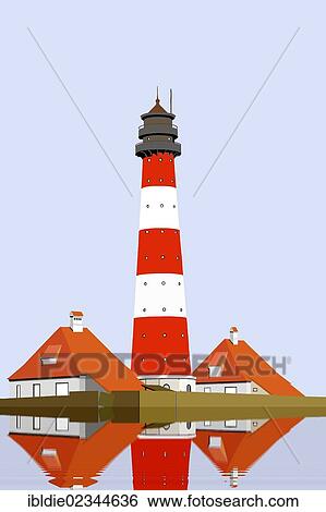 "Westerheversand Lighthouse, Westerhever, North Frisia, Schleswig-Holstein, northern Germany, Germany, Europe, illustration by artist Gerhard Kraus, Europe" View Large Photo Image Stock Photograph - "Westerheversand Lighthouse, Westerhever, North Frisia, Schleswig-Holstein, northern Germany, Germany, Europe, illustration by artist Gerhard Kraus, Europe". Fotosearch