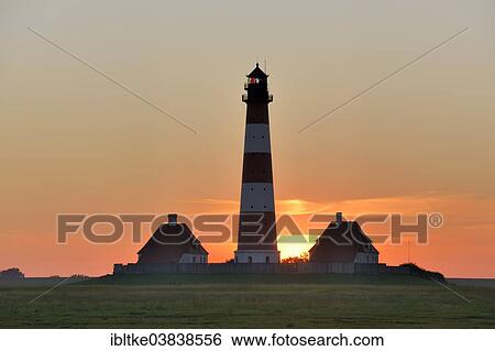 Stock Photograph - "Westerheversand Lighthouse, Westerhever, Eiderstedt, North Frisia, Schleswig-Holstein, Germany, Europe". Fotosearch