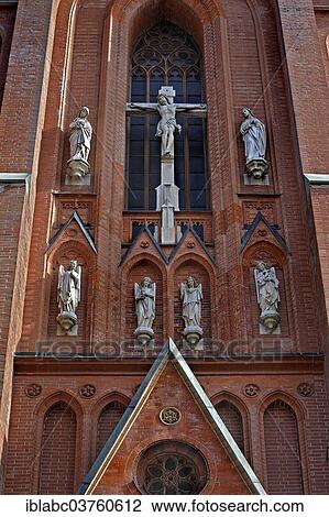 Stock Image - "Western facade with figures of saints, St. John's Church, Au-Haidhausen, Munich, Upper Bavaria, Bavaria, Germany, Europe". Fotosearch