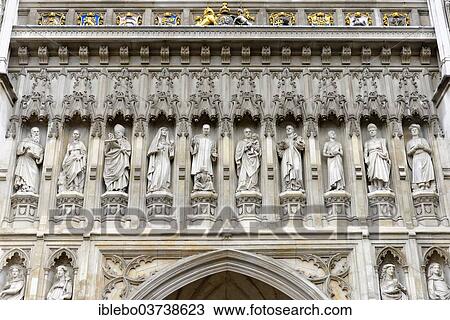 Stock Image - "Westminster Abbey, statues on the facade, London, London region, England, United Kingdom, Europe". Fotosearch