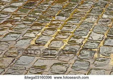 Stock Photograph - Wet cobblestones. Fotosearch