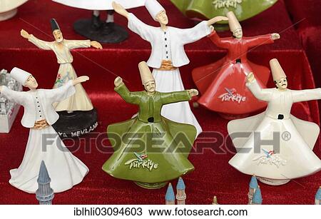 Stock Image - "Whirling Dervishes, figures as souvenirs, souvenir stand, Istanbul, Istanbul Province, Turkey, Asia". Fotosearch