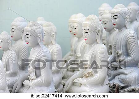 White Buddha statues in Mandalay, Myanmar, Burma, Southeast Asia, Asia View Large Photo Image Picture - White Buddha statues in Mandalay, Myanmar, Burma, Southeast Asia, Asia. Fotosearch