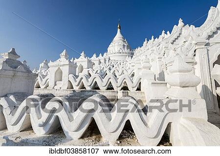 "White Buddhist Hsinbyume Pagoda or Myatheindan Pagoda, Mingun, Sagaing Division, Myanmar, Asia" View Large Photo Image Stock Photo - "White Buddhist Hsinbyume Pagoda or Myatheindan Pagoda, Mingun, Sagaing Division, Myanmar, Asia". Fotosearch